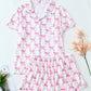 Butterfly Bow Heart Short Sleeve Pajama Set For Women