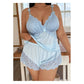 Sexy Lace Trim Bra And Panty Sleepwear Set Plus Size