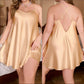 Plus Size Silk Nightgown Solid Camisole Sleepwear