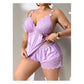 Sexy Lace Trim Bra And Panty Sleepwear Set Plus Size