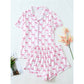 Butterfly Bow Heart Short Sleeve Pajama Set For Women