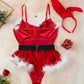 Ladies Christmas Miss Rabit Red Velvet Fluffy Teddy Set SKLG4007