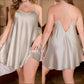 Plus Size Silk Nightgown Solid Camisole Sleepwear