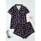 Butterfly Bow Heart Short Sleeve Pajama Set For Women